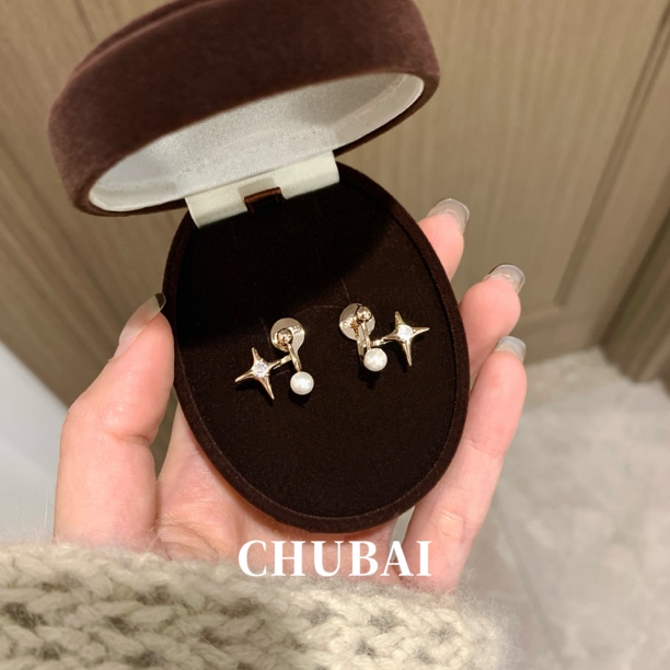 铜合金耳饰 【白昼流星】无耳洞小众设计感星星精致感蚊香盘耳夹