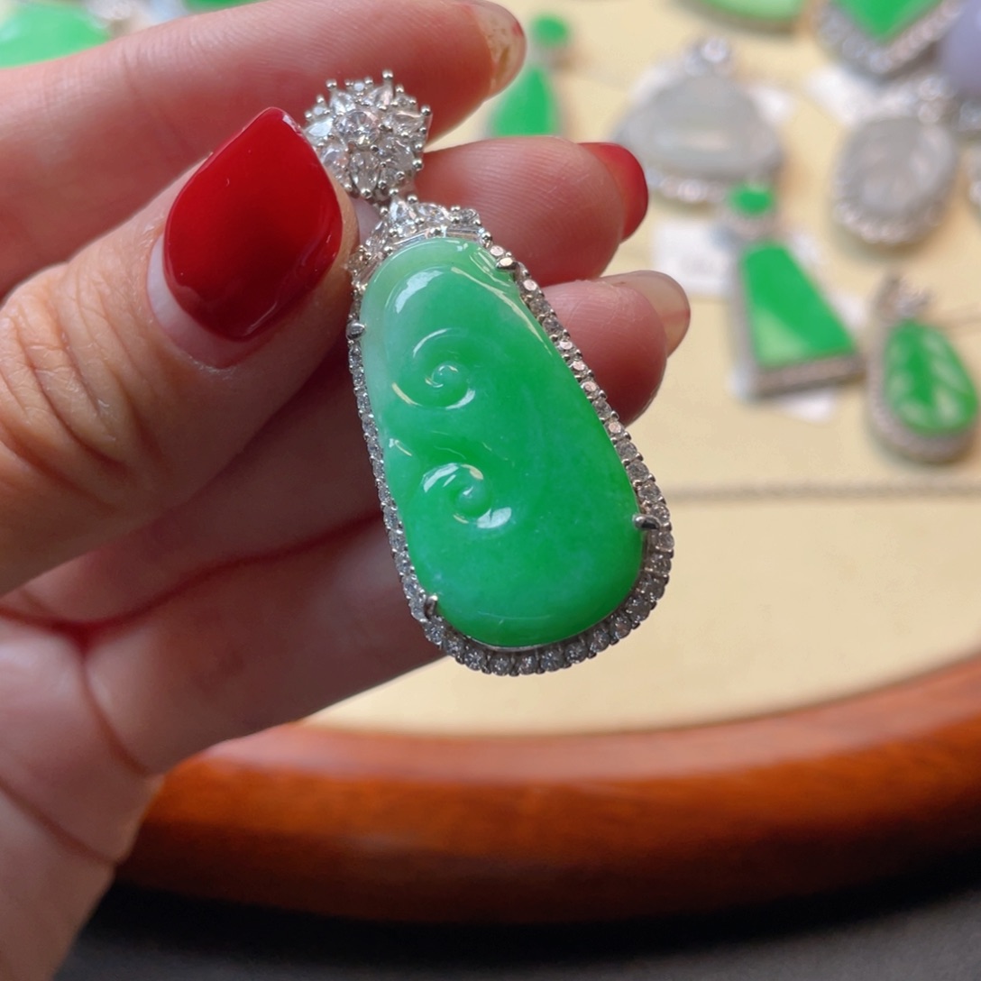 翡翠吊坠(不含链)银S925镶嵌