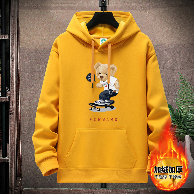 [滑板熊]连帽卫衣帽衫秋冬加绒加厚新潮长袖宽松大码外套男女同款