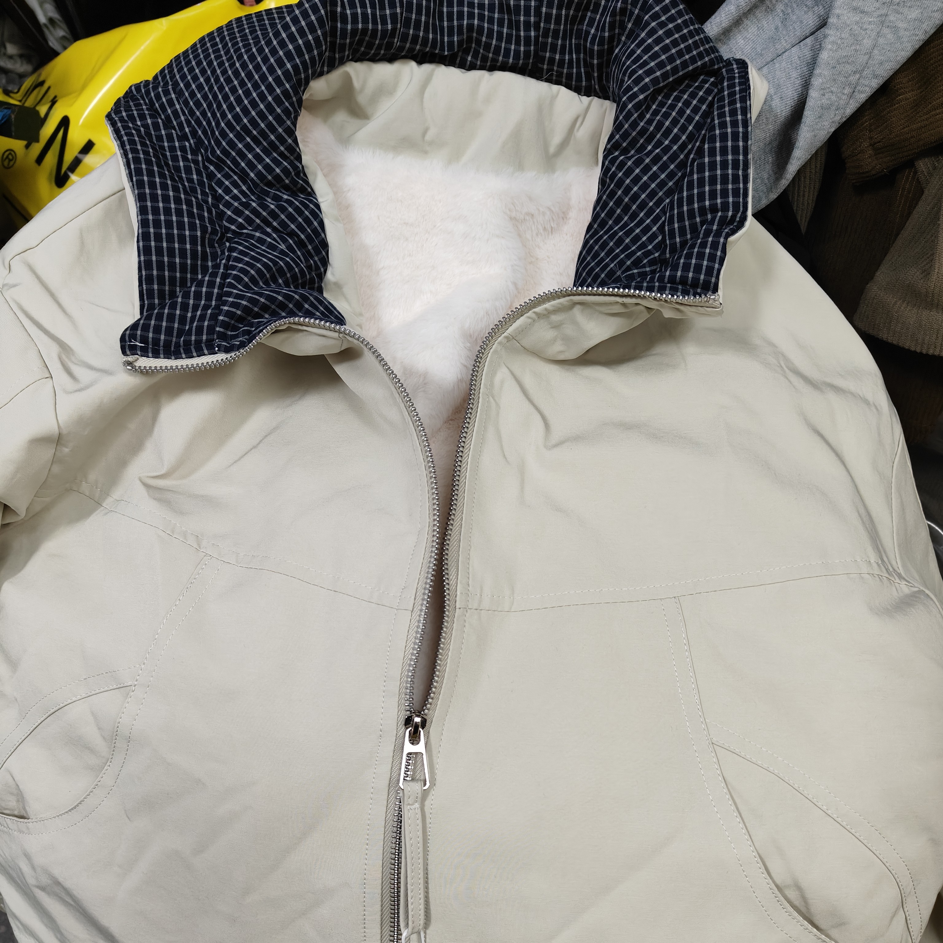 669#连帽拼接加棉加厚宽松短款秋冬时尚棉服外套