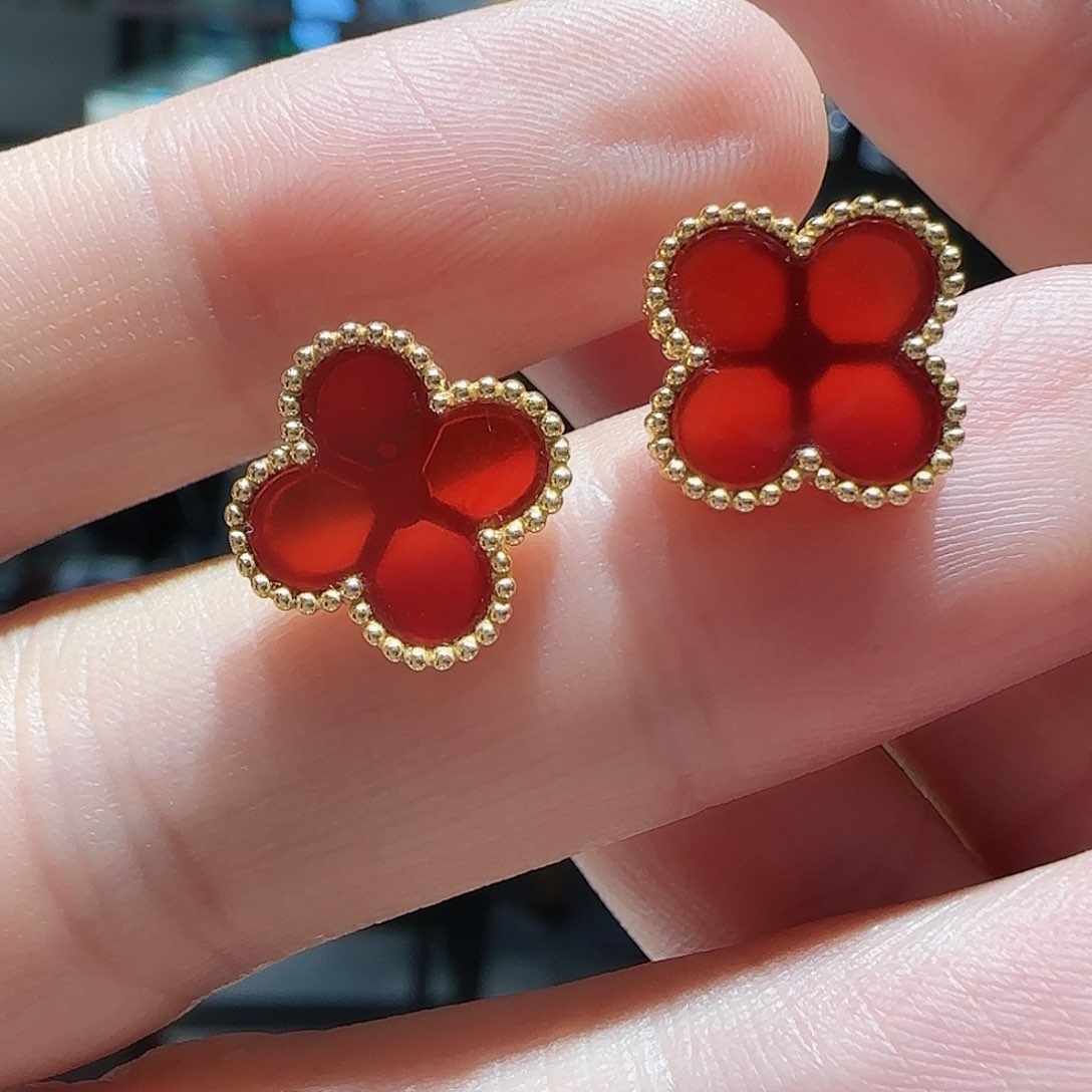 玛瑙/玉髓耳环18K金镶嵌耳环