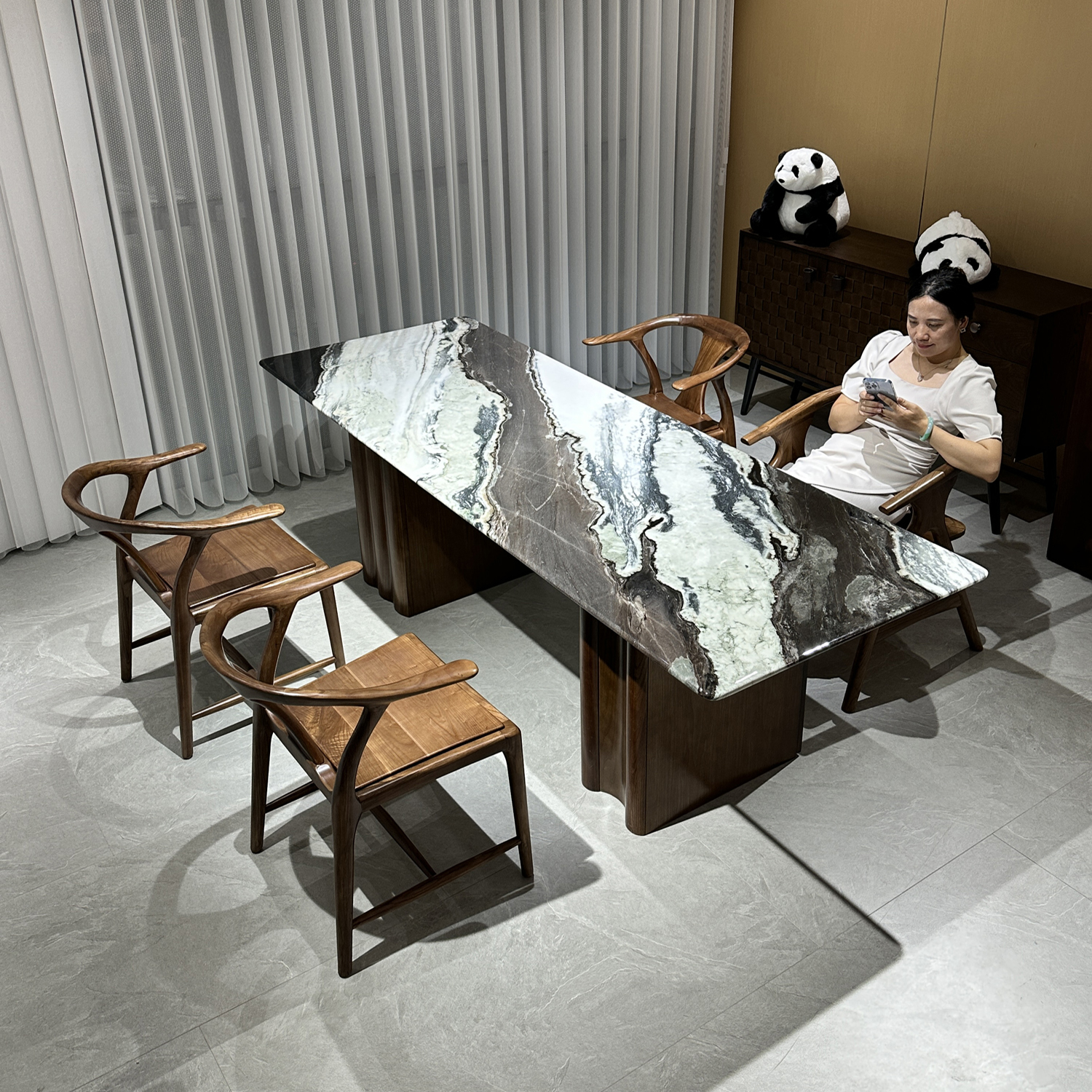 天然奢石现代轻奢实木茶桌2025新款高端客厅餐桌高级感茶桌定制