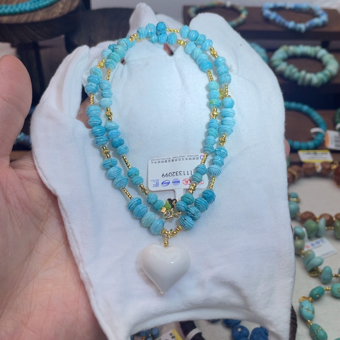 银S925镶嵌绿松石颈饰