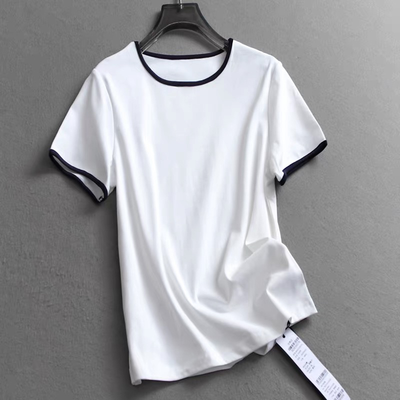 【海南珍珍】打底衫简约圆领半袖短袖螺纹标准T恤夏季8553