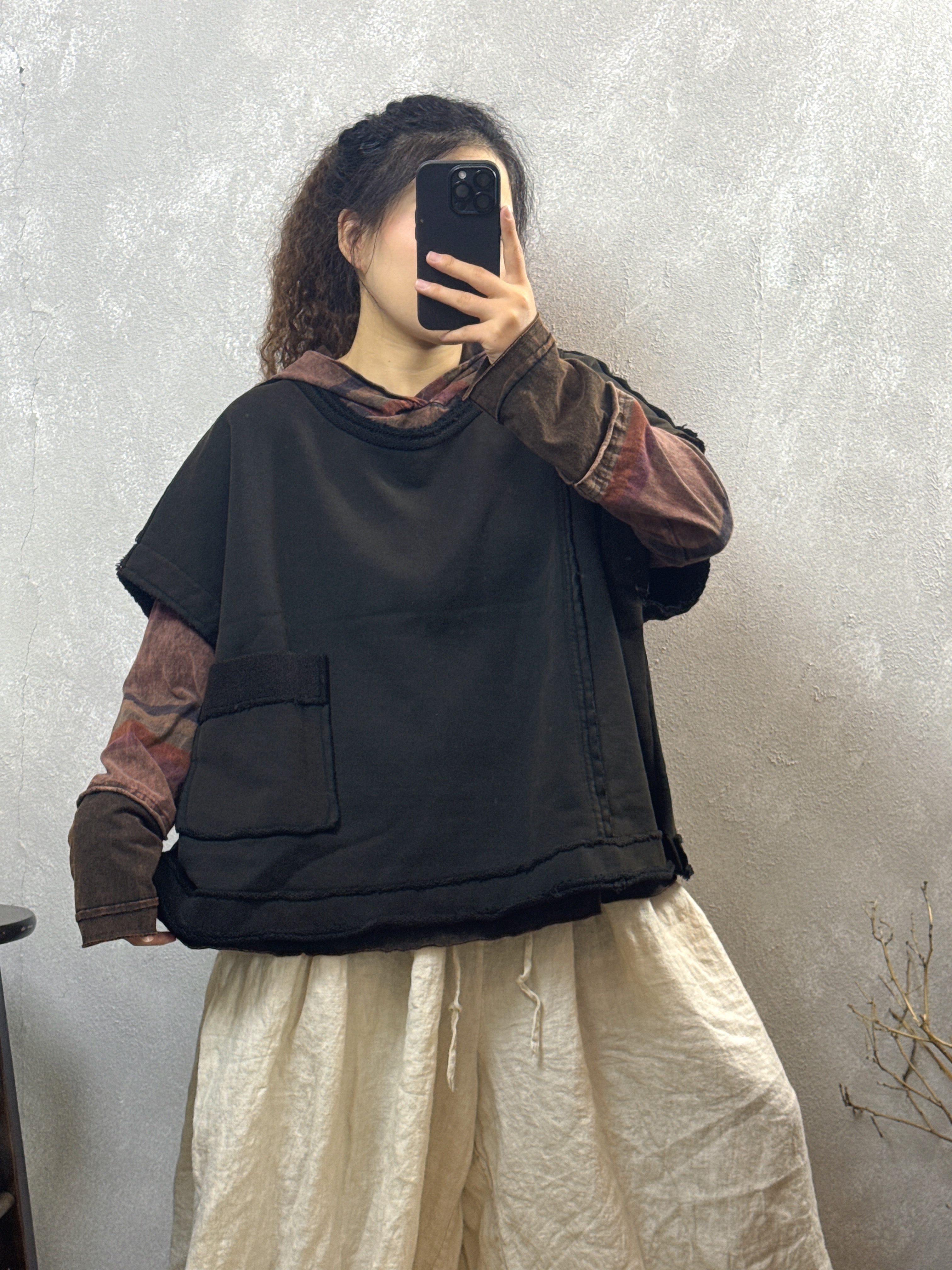 新款原创高定毛圈厚棉质马甲衣长68胸围150