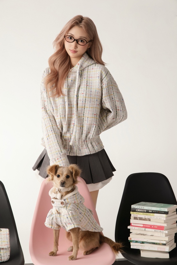 William宠物亲子装-牵引胸背宠物风衣，宠物牵引外套狗狗衣服外套