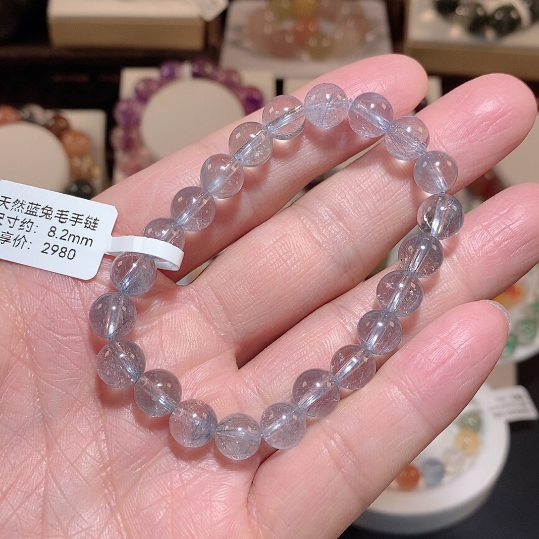 水晶手串未镶嵌蓝兔毛