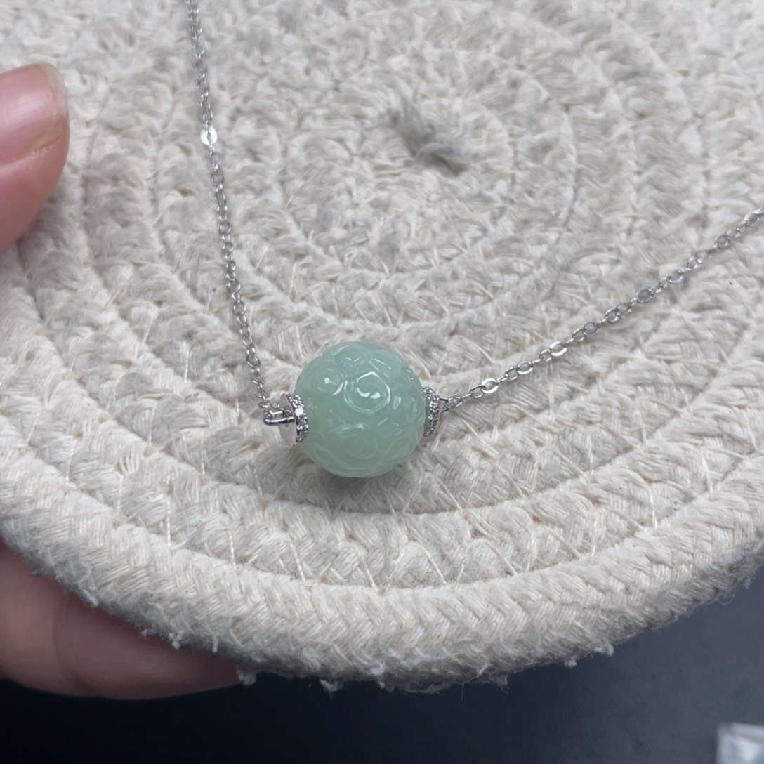 翡翠银S925镶嵌手链天然A货缅甸翡翠