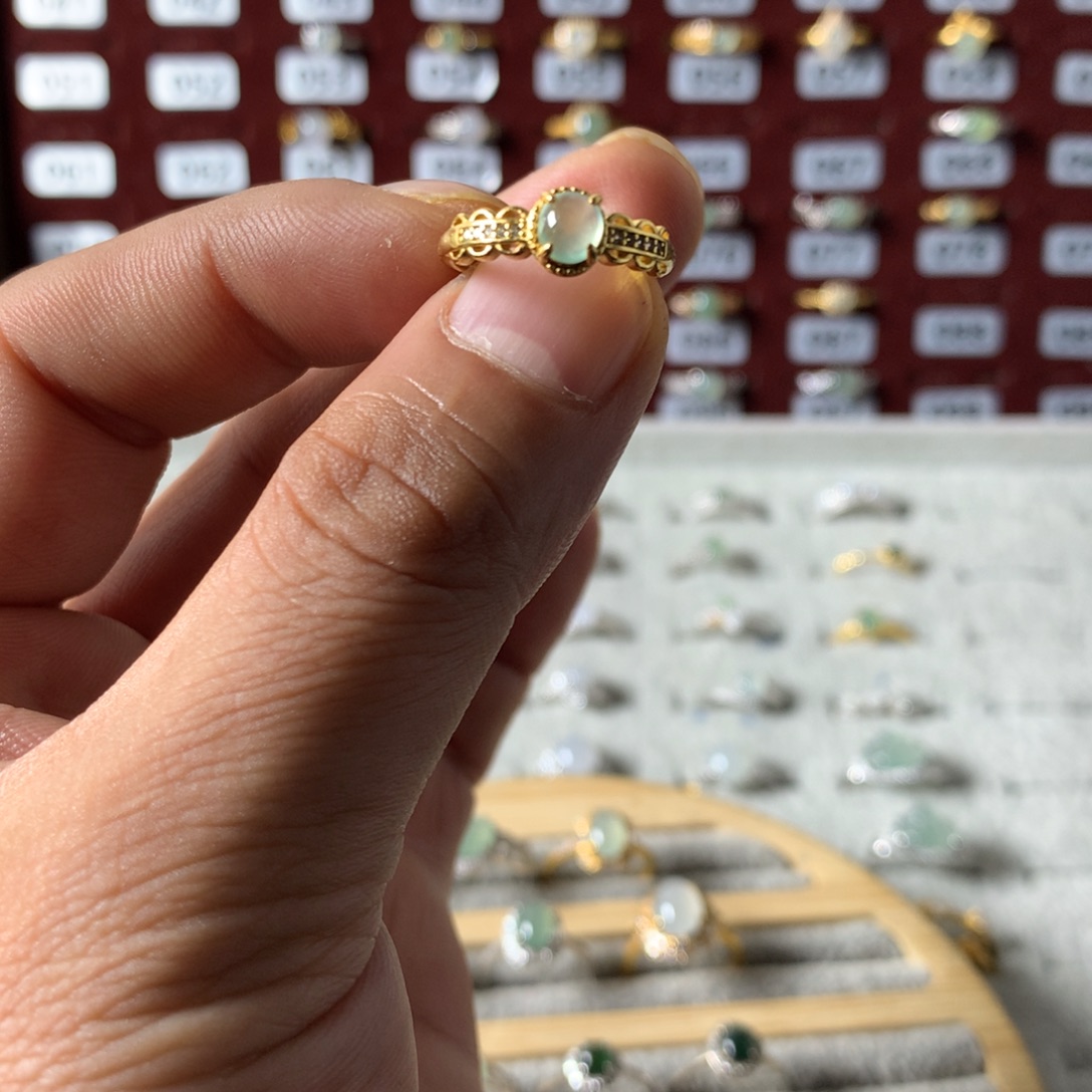 翡翠银S925镶嵌戒指343