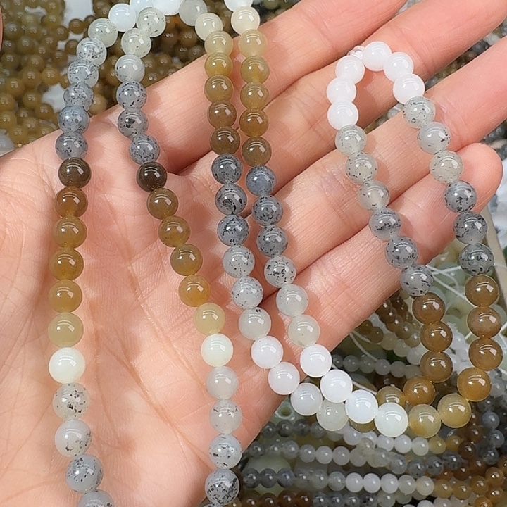 蓝***空和田玉（糖玉）未镶嵌手链6mm拍2