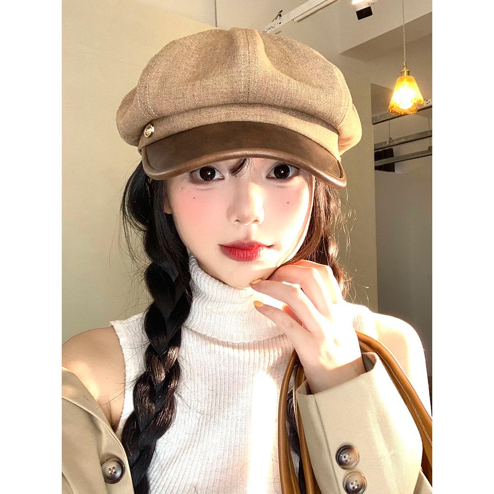 美拉德复古贝雷帽女日系文艺百搭显脸小八角帽大头围报童画家帽子
