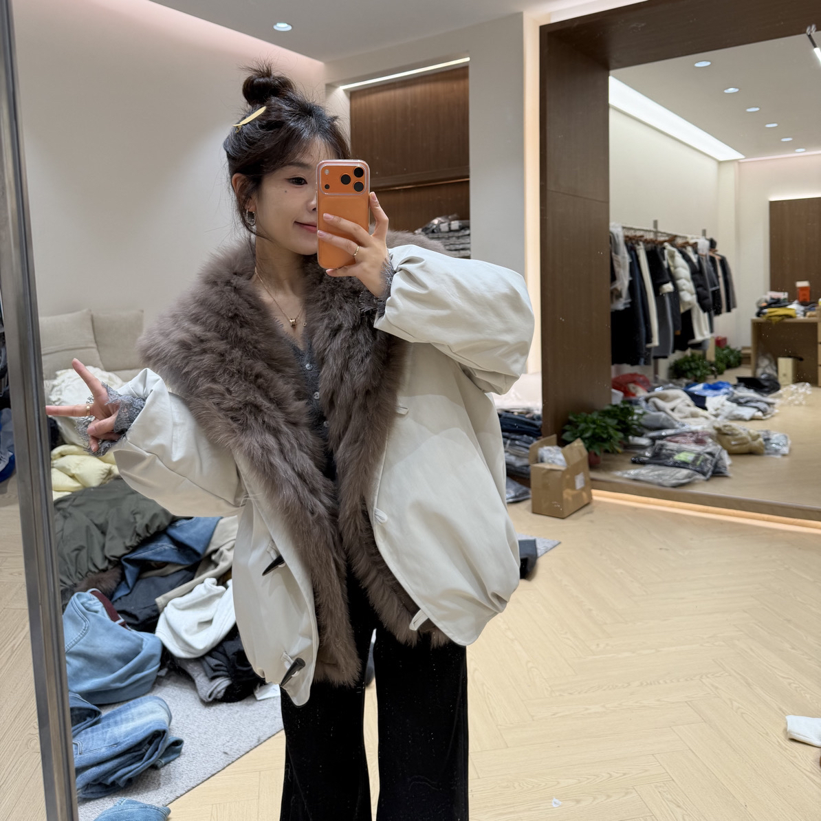 C·YJ三店【富婆专属—年货】真毛领派克羽绒服