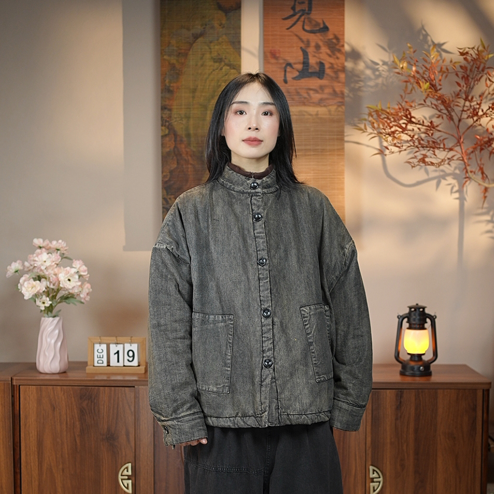 牛仔外套女春秋加厚新款潮流时尚水洗做旧原创宽松冬季加棉服上衣