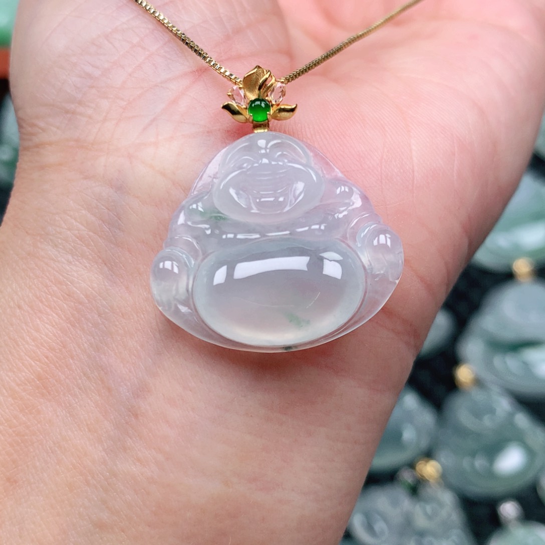 翡翠吊坠(不含链)18K金镶嵌