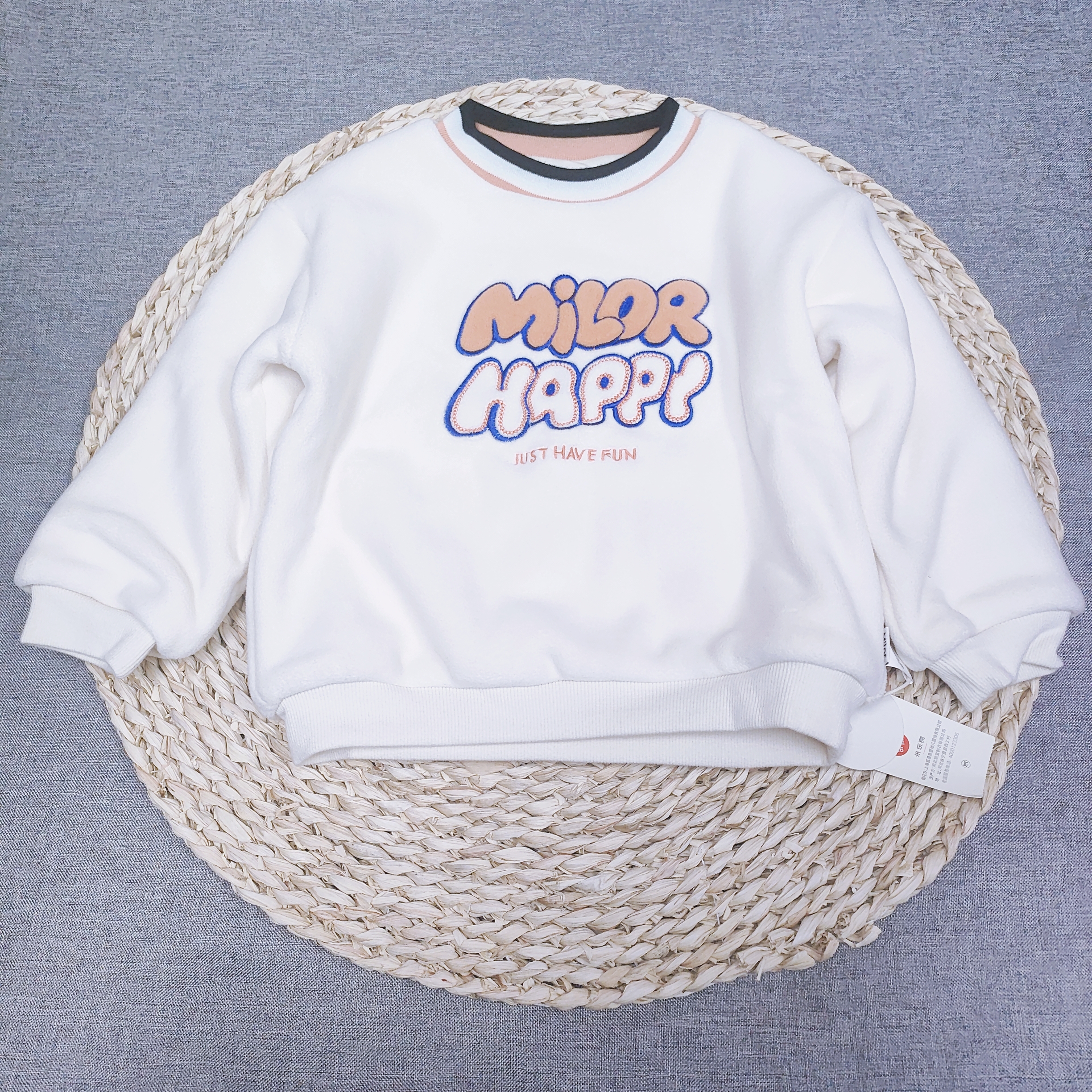 童装男女童秋冬款加绒圆领卫衣加厚保暖上衣