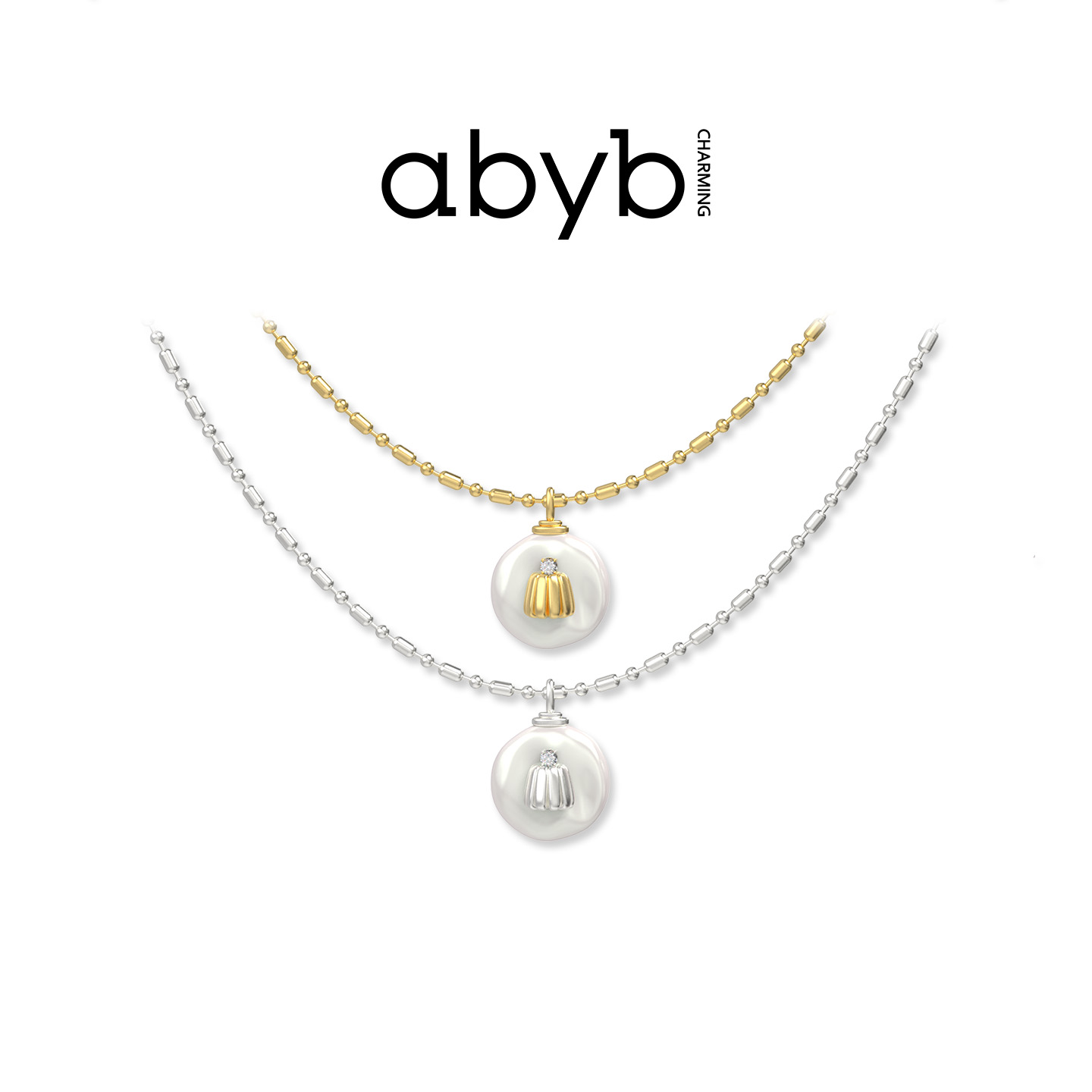 ABYBCHARMING 铜合金耳饰 奶油饼干耳环项链戒指琥珀琉璃风