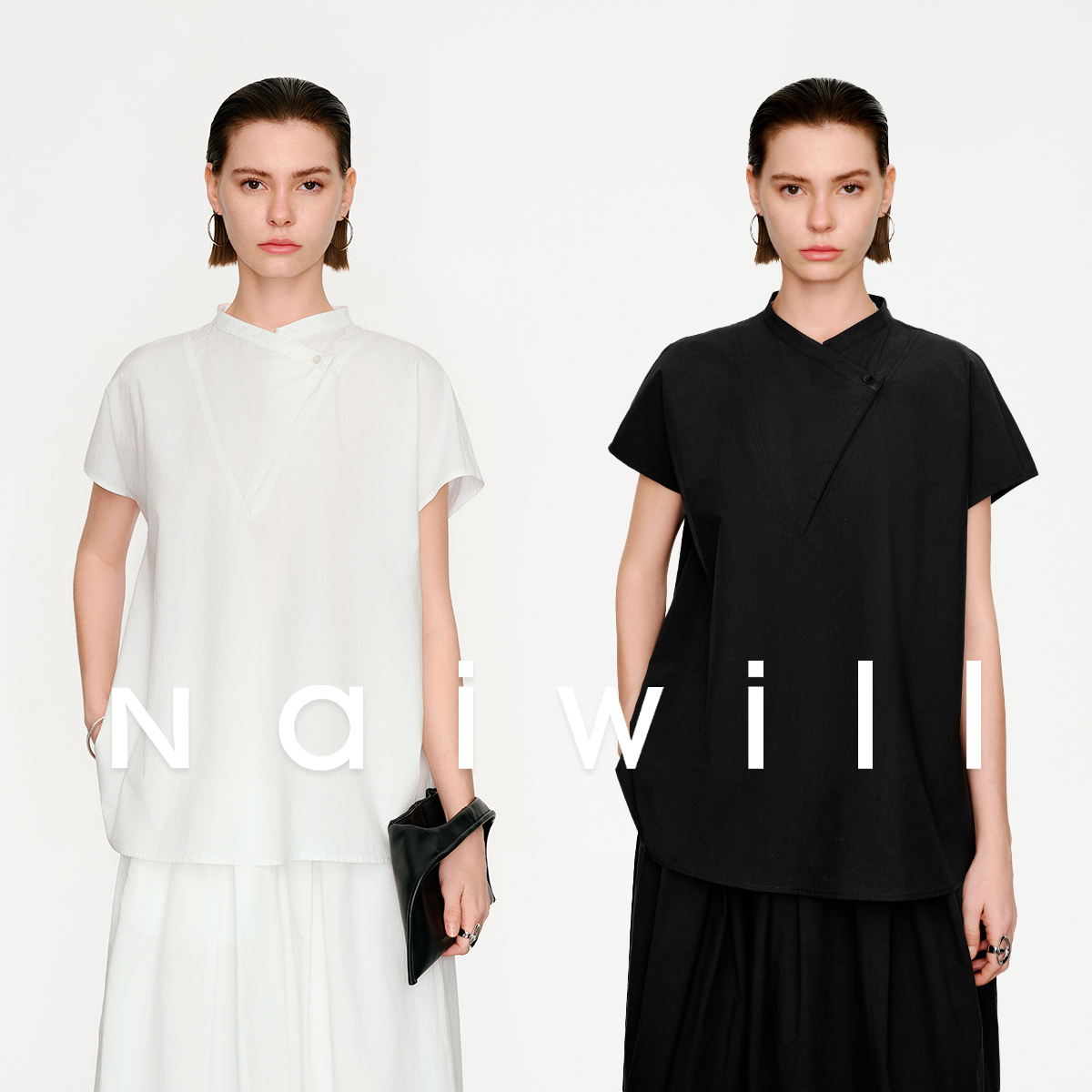 naiwill美国匹马棉极简一片式设计不规则老钱风松弛感女装122215