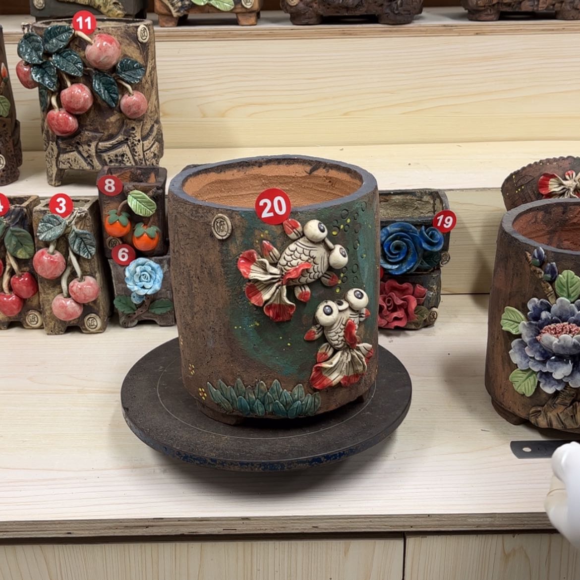 【闪购商品】紫砂花盆20号内口径15.5×15带脚高20