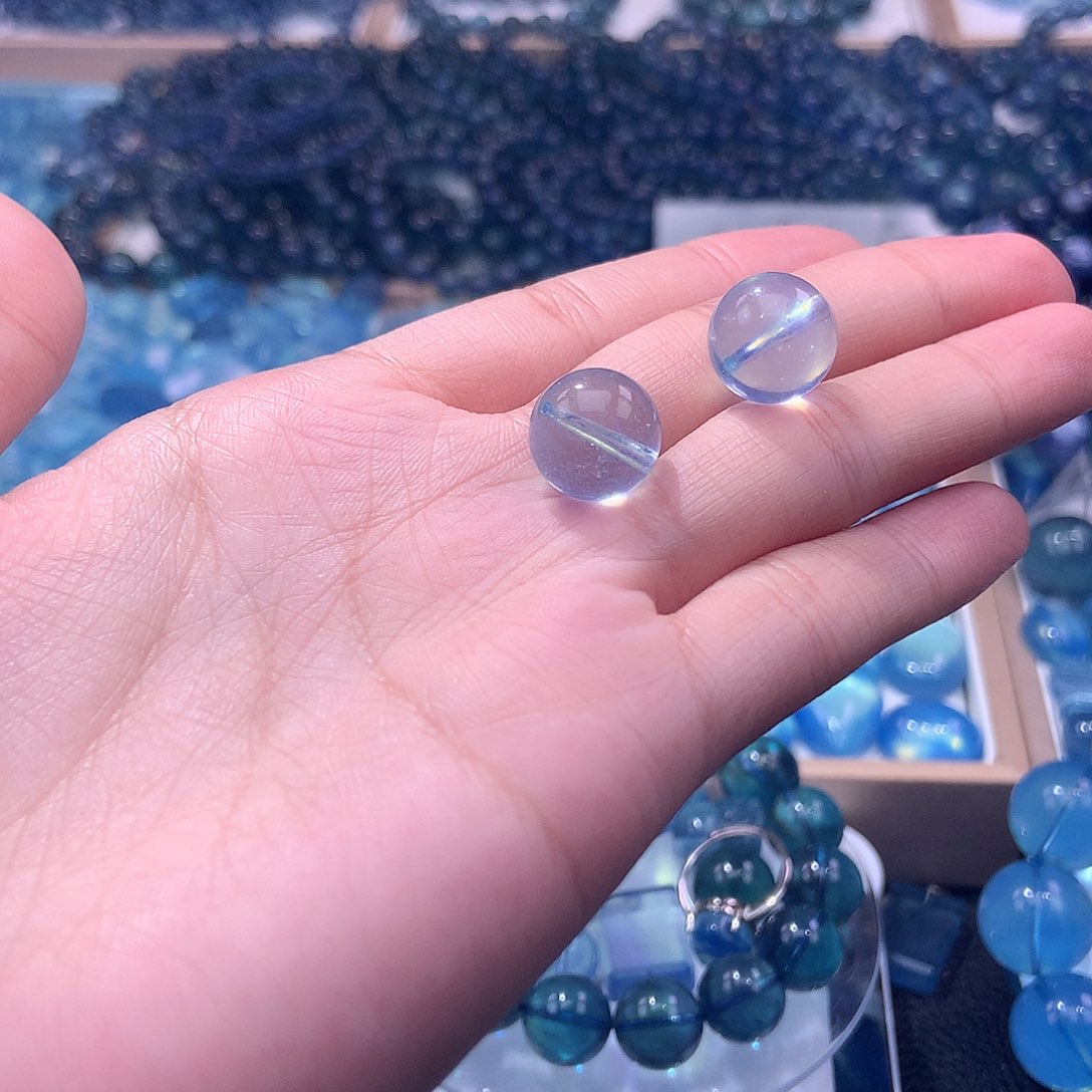 未镶嵌手串海蓝宝石12mm单珠一颗