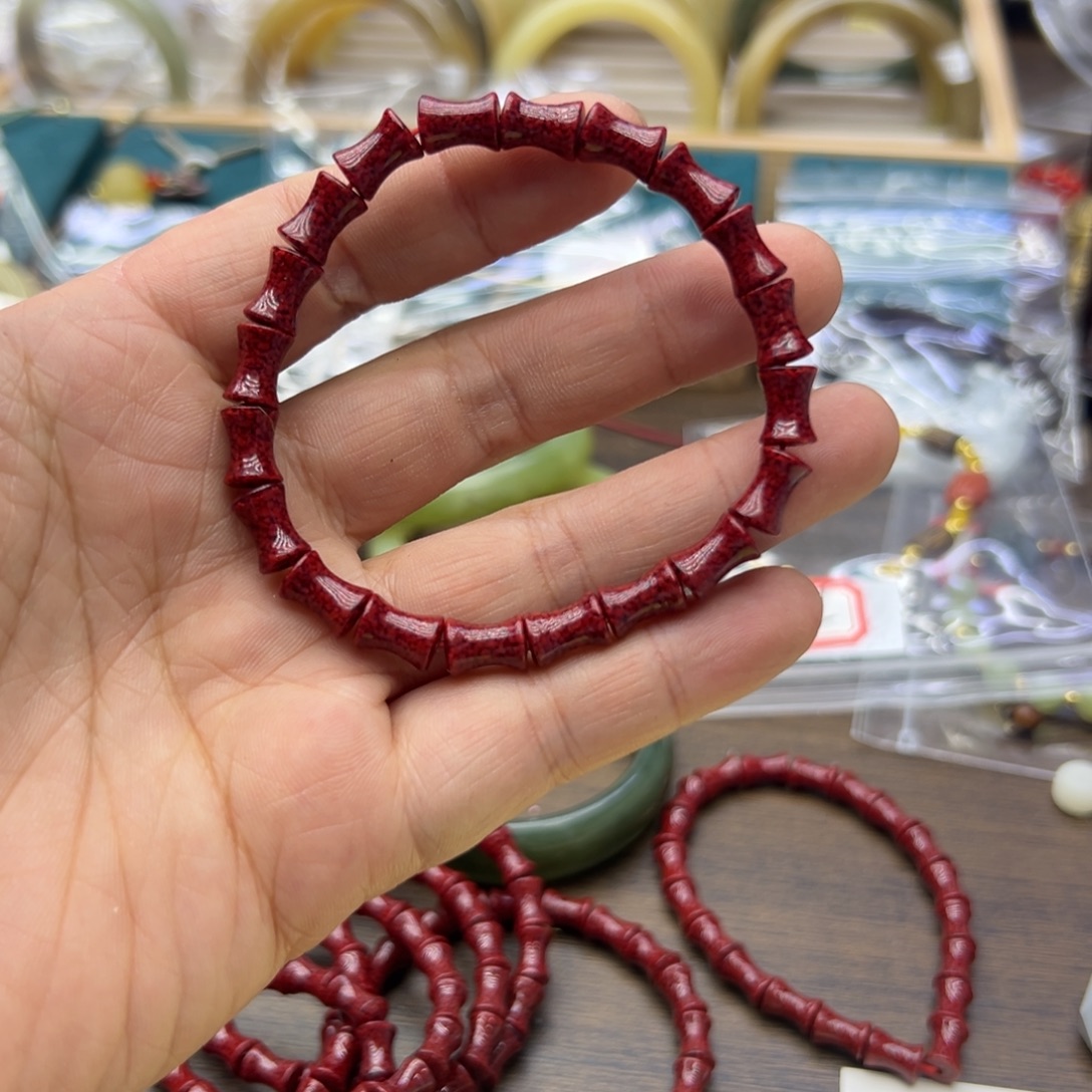 天然辰砂晶体砂竹节546