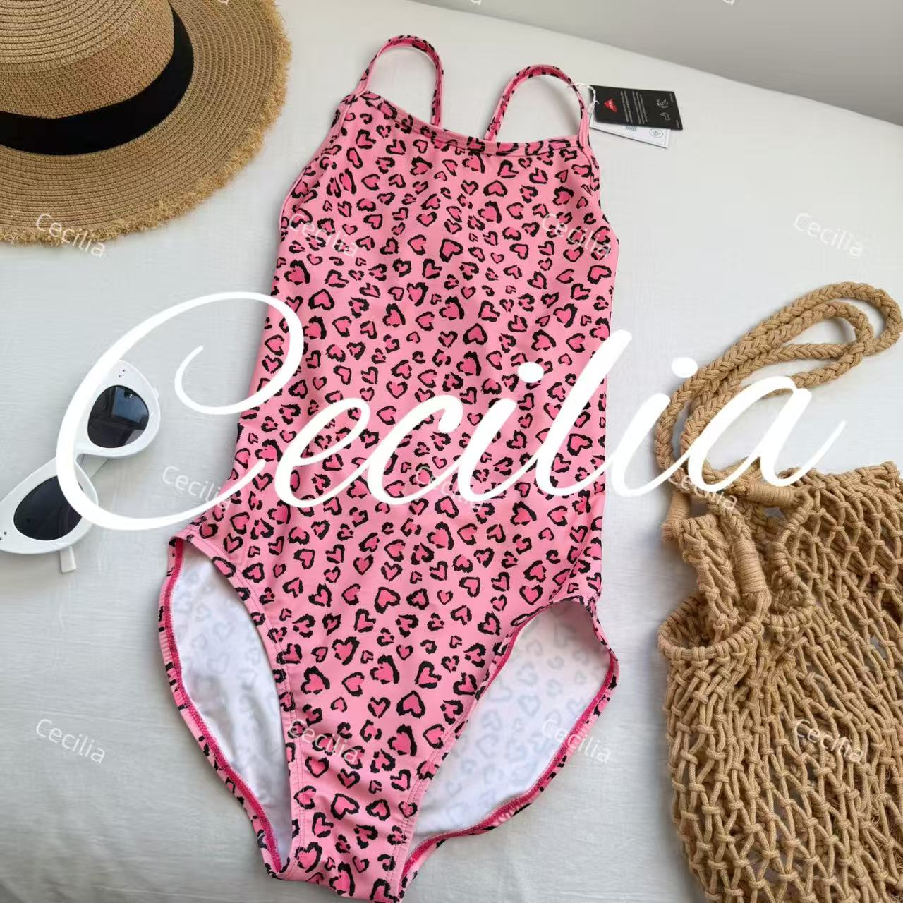 【单层粉豹】连体泳衣女专业竞速夏季修身性感度假游泳衣沙滩