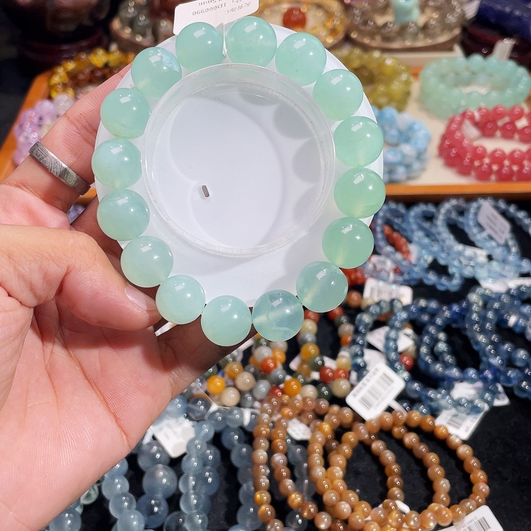 蛇纹石玉未镶嵌手链天青冻13.5mm