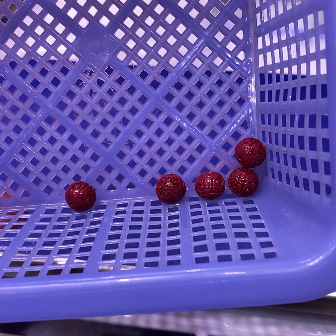 天然辰砂紫金砂六字真言圆珠5颗