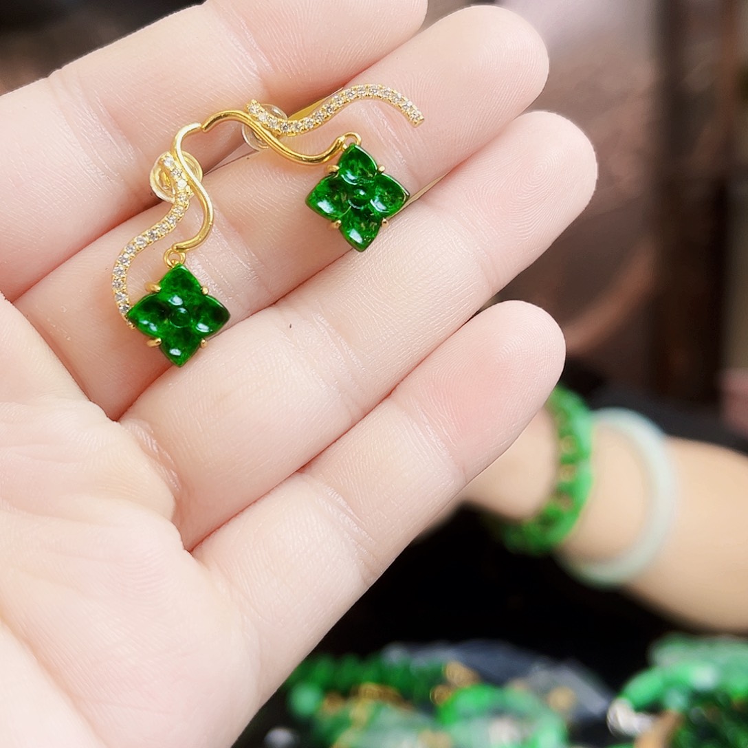 翡翠银S925镶嵌颈饰耳饰