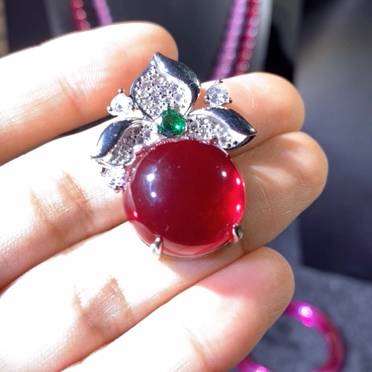 银S925镶嵌戒指红宝石