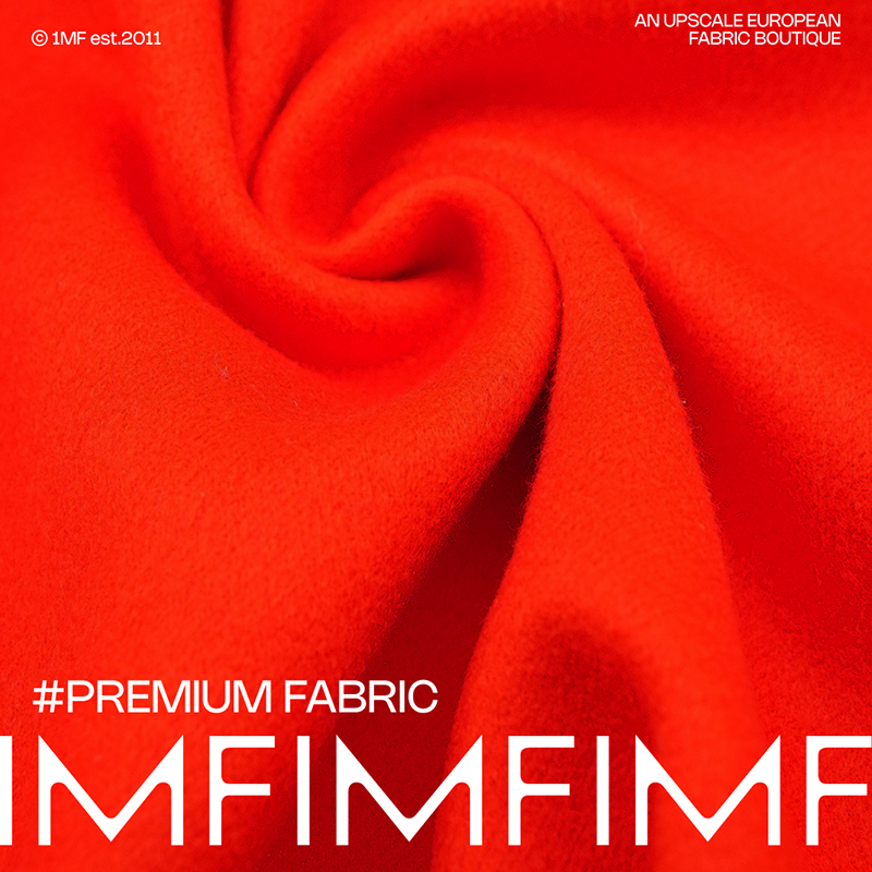 JIS 羊绒面料橘色纯色服装布料 幅宽150CM 787G/M 意大利进口