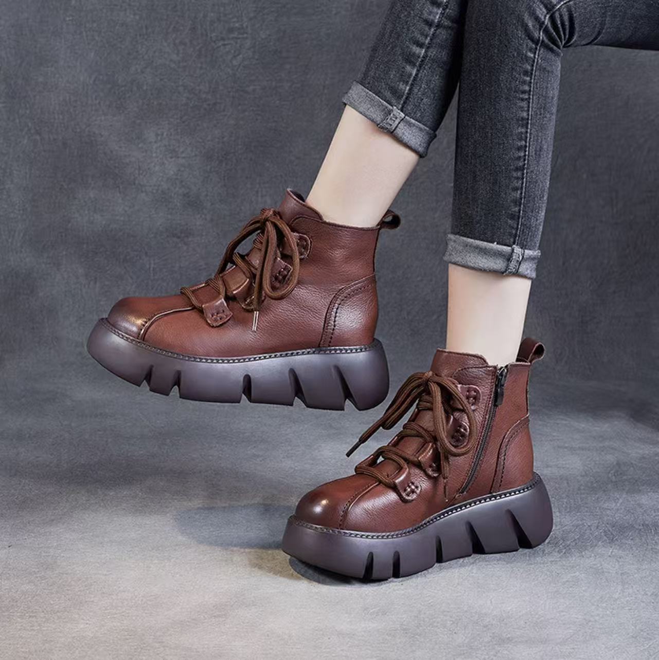 2025新款女鞋厚底雪地靴女冬季加绒加厚保暖棉鞋小个子松糕马丁靴