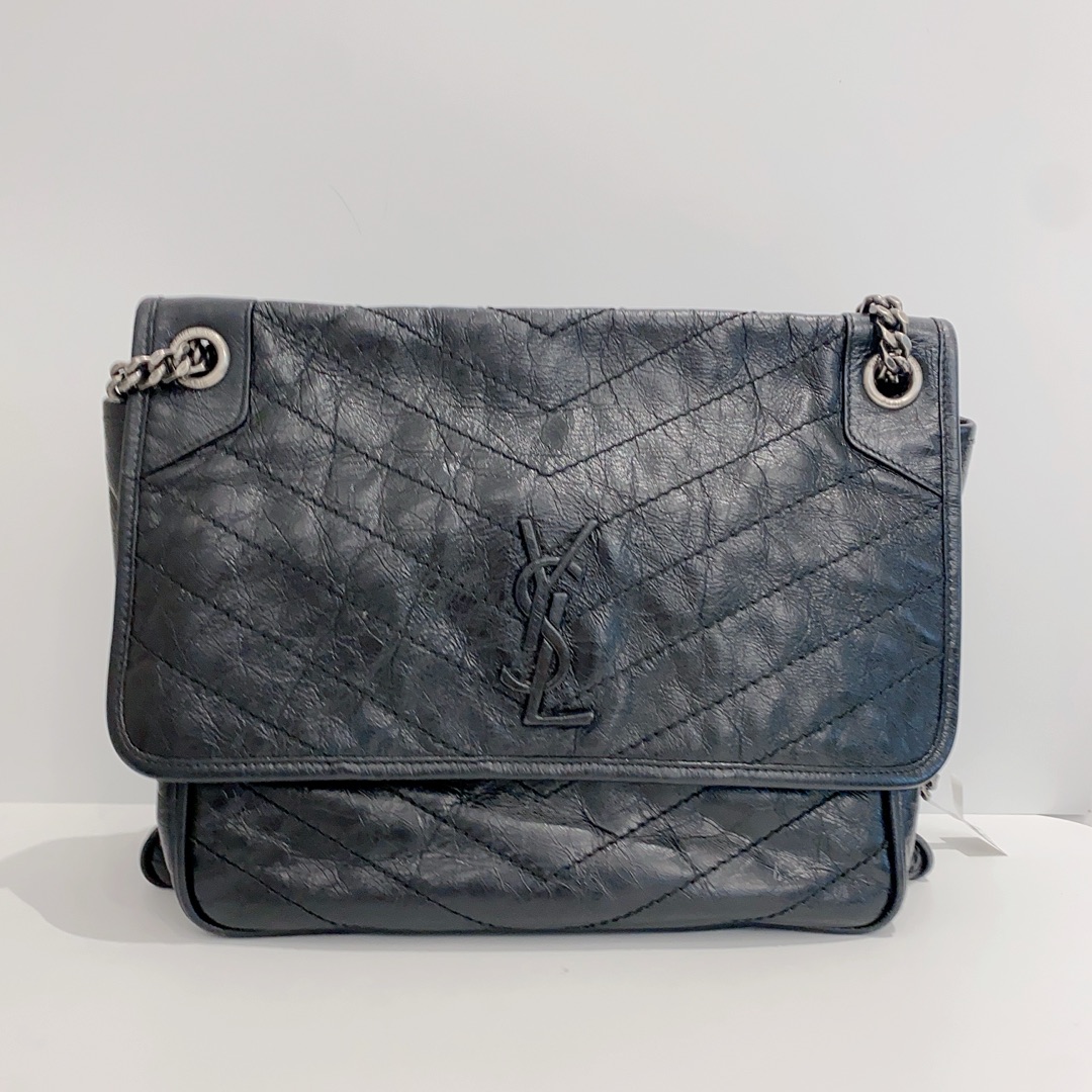95新 YSL/圣罗兰 黑色niki大号单肩包16681168