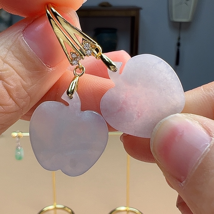 翡翠耳饰银S925镶嵌耳饰