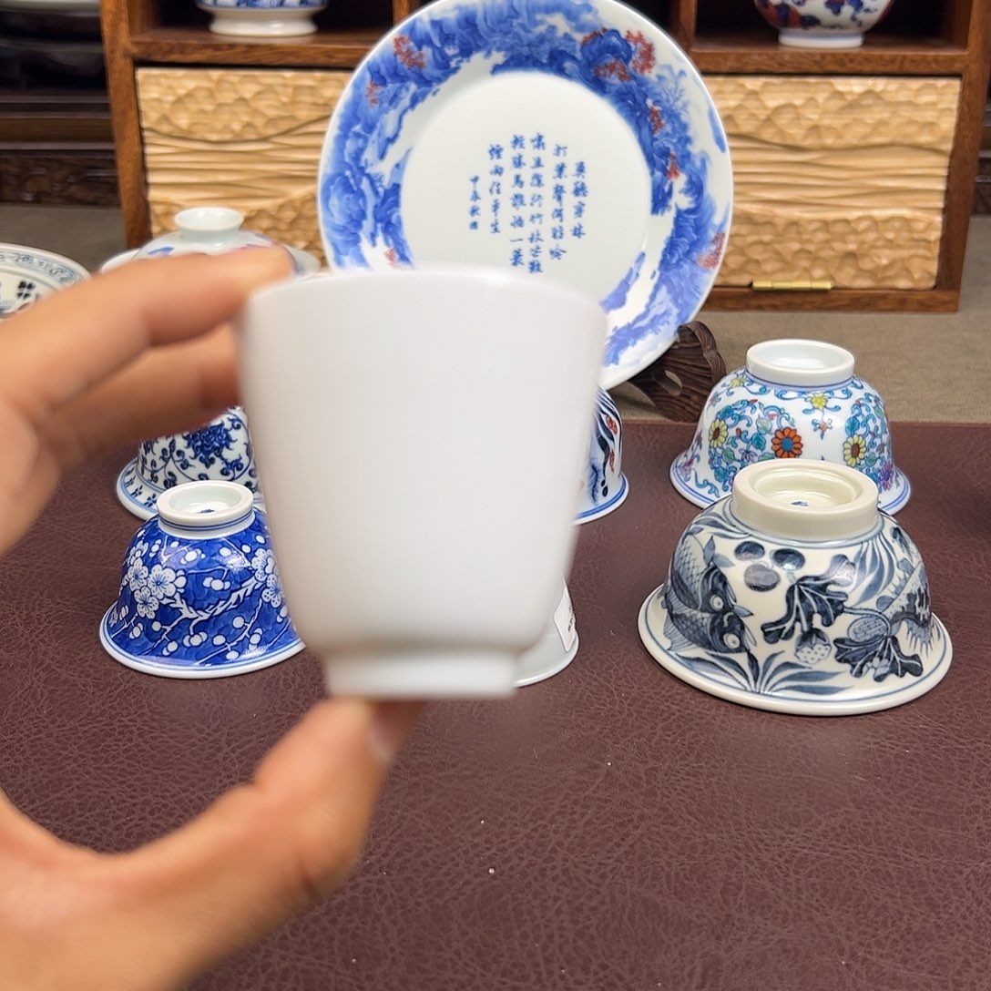 杯子景德镇玉泥白胎闻香杯