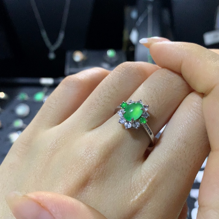 翡翠银S925镶嵌戒指