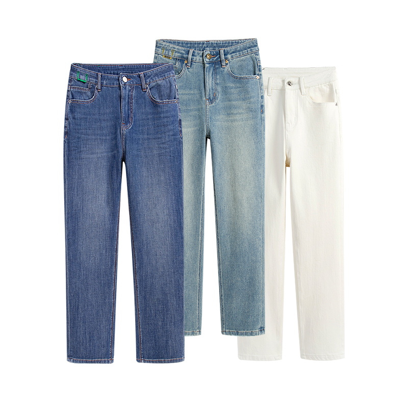 RAIN.CUN夏木春华·秋季新款简约四面弹九分法棍烟管牛仔裤女11027