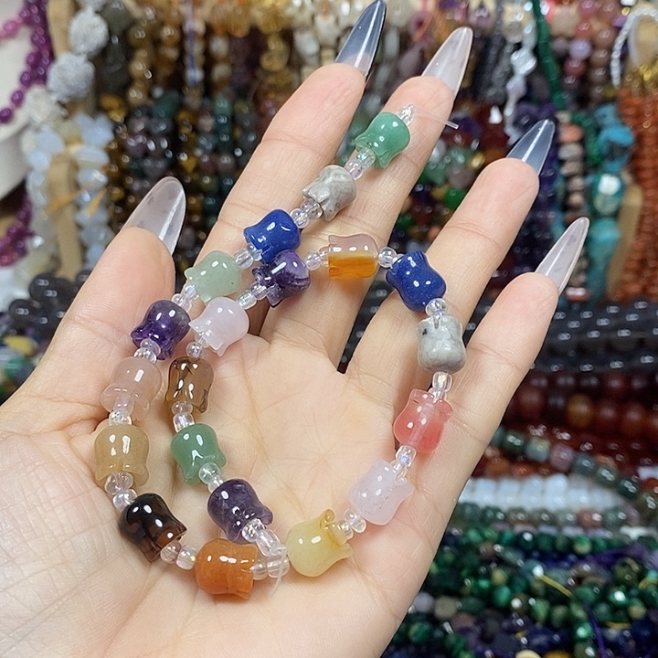 玛瑙/玉髓未镶嵌珠宝半成品多宝铃兰花一条