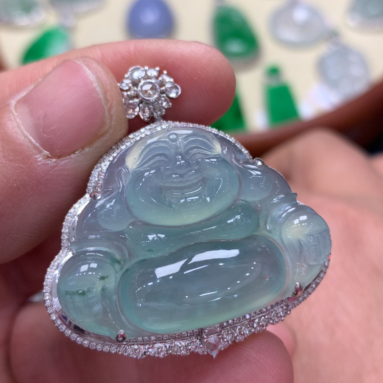 【闪购商品】翡翠颈饰18K金镶嵌佛公