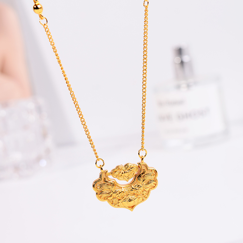 铜合金项链 锦鲤锁包项链女气质高级感简约百搭锁骨链新中式配饰