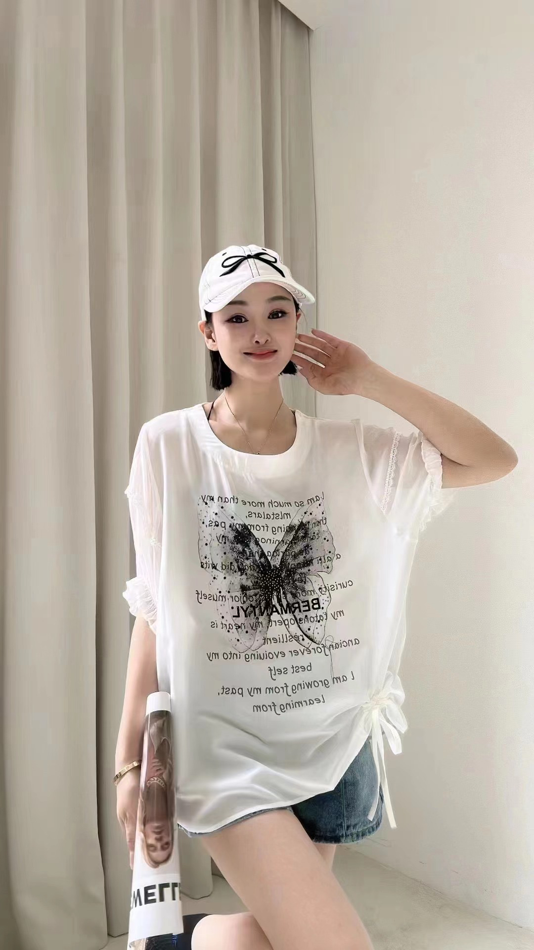 【天斯棉】蝴蝶结短袖百搭款