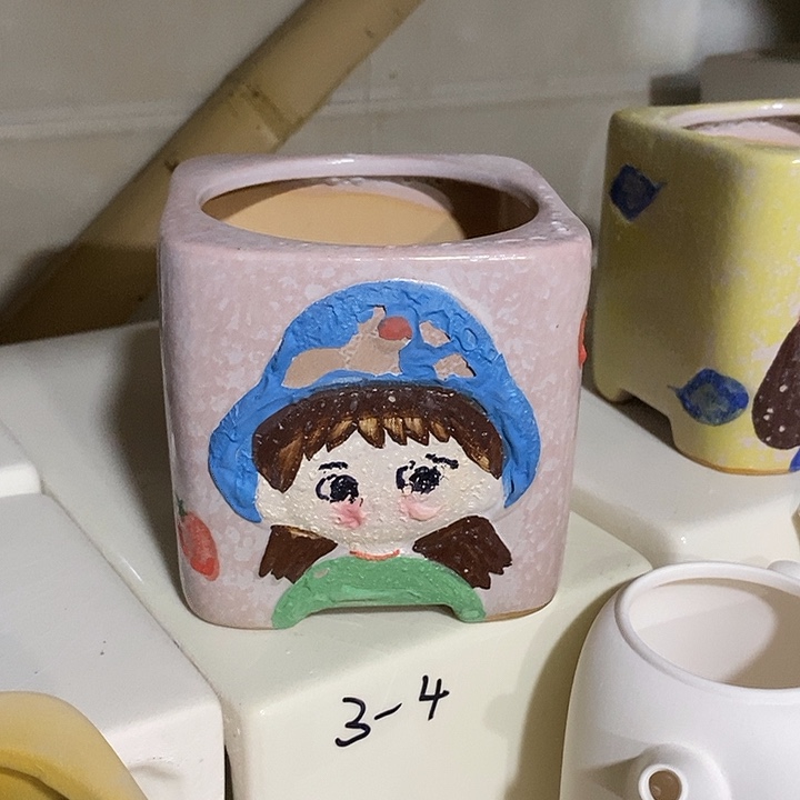 陶摆件陶瓷花盆有孔 瑕疵介意勿拍 
