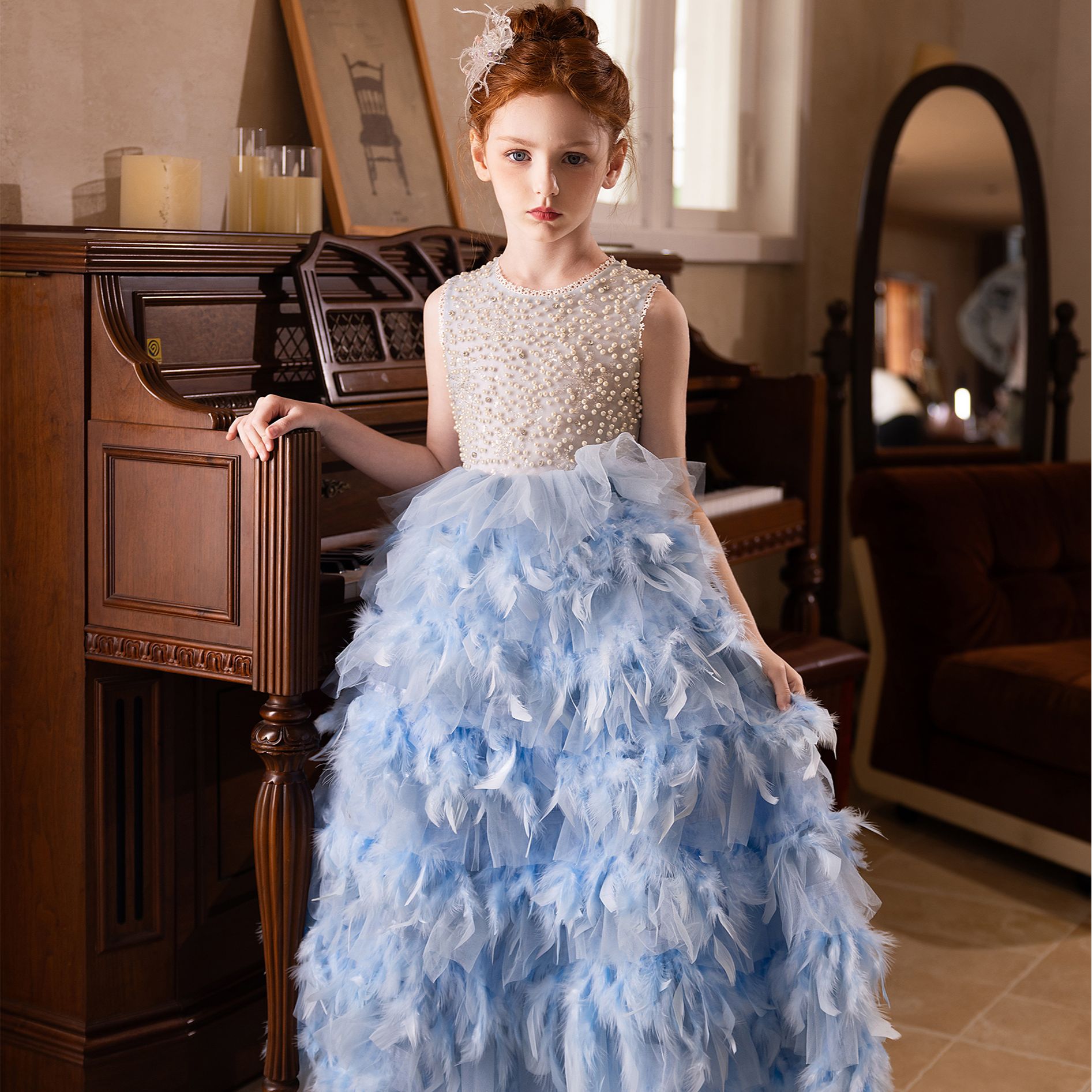 公主风儿童礼服 女童演出 花童 婚礼 主持 钢琴 演出