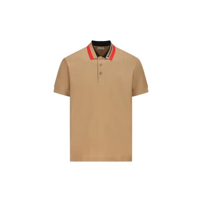Burberry 纯色合身翻领男士短袖T恤桔色款式8083155