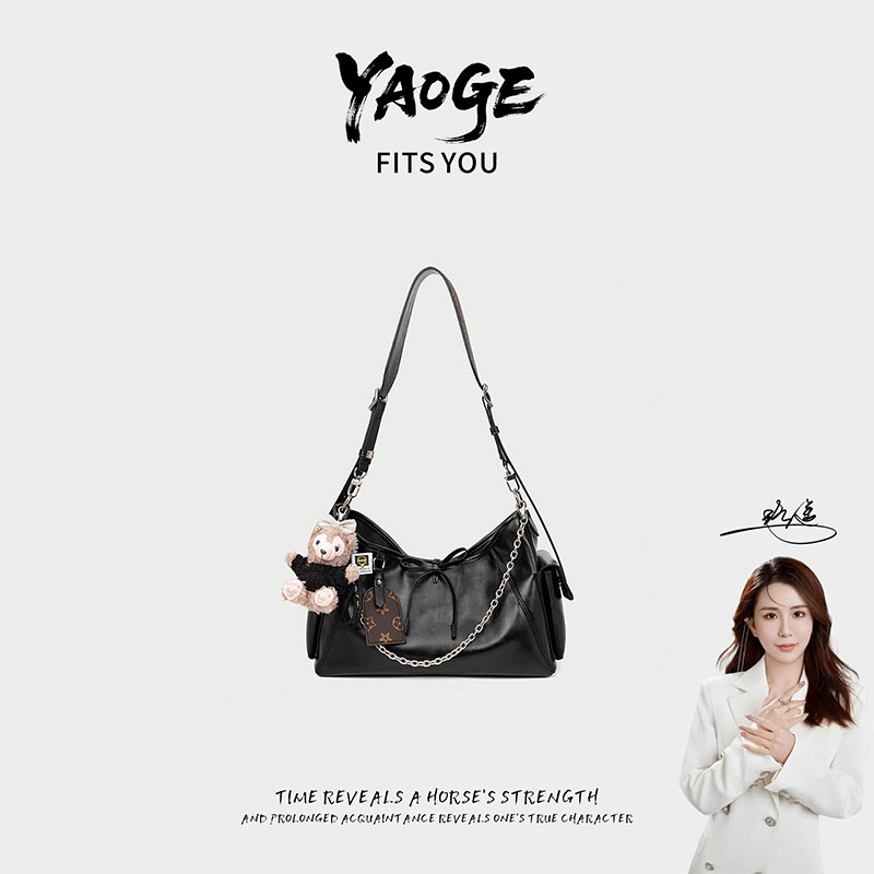 【黑武士】【遥哥定制】2025新款百搭单肩手提包6996黑色【赠挂件】