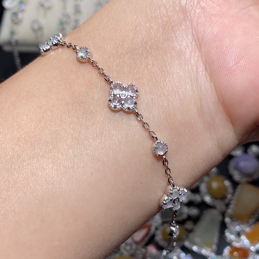 翡翠手链银S925镶嵌n j k k