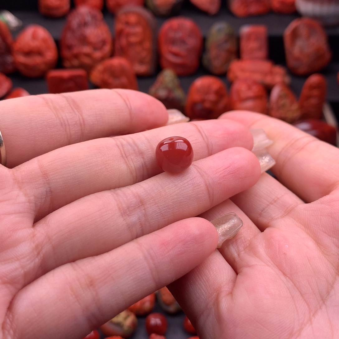 南红玛瑙南红川料原矿老型单珠10.2mm未镶嵌