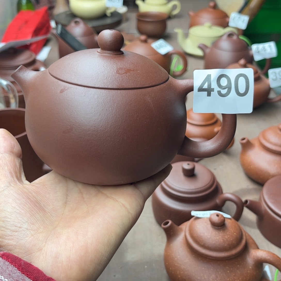 紫砂茶壶紫泥半手420c