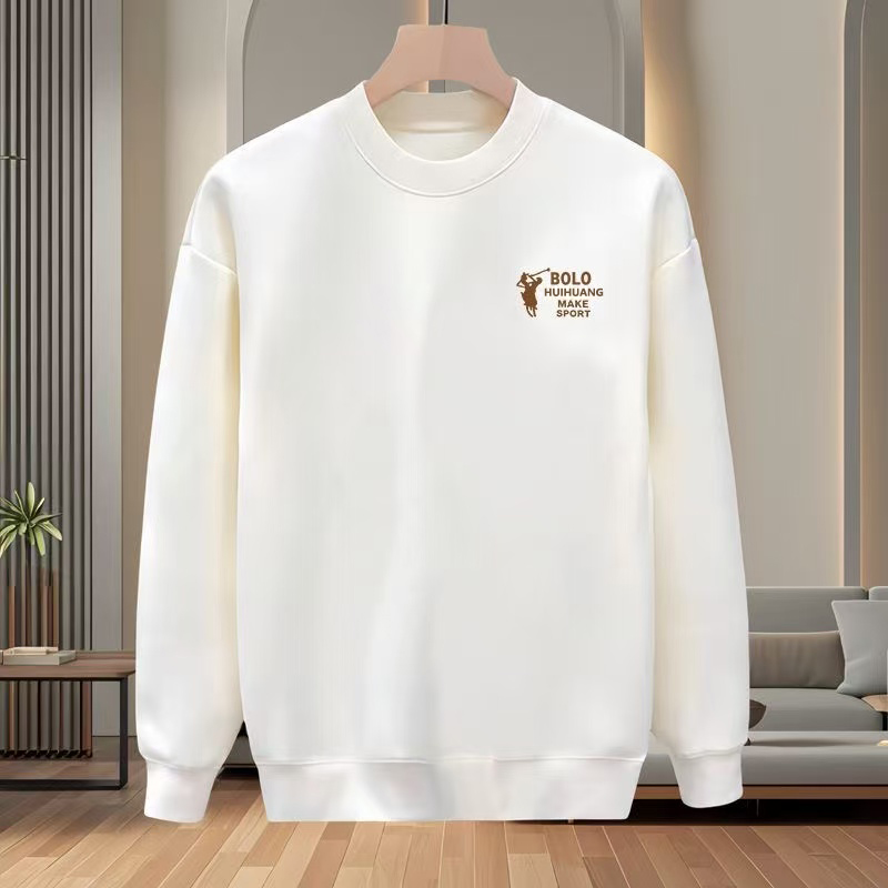 刺绣秋冬字母长袖圆领男卫衣套头冬款黑色