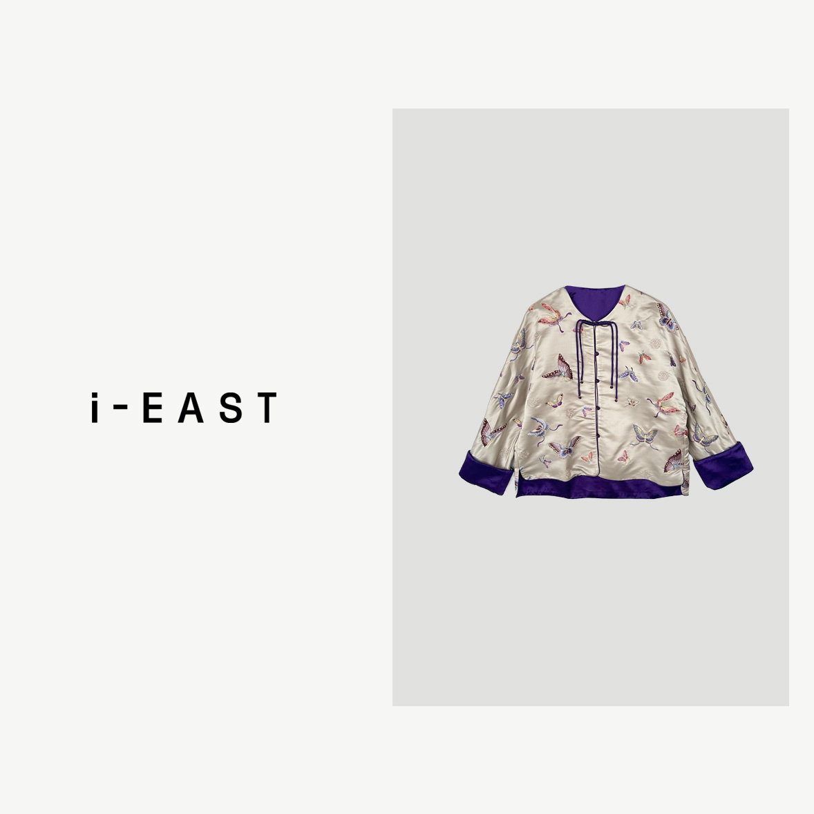 i-EAST 蝴蝶君~新中式刺绣蝴蝶结民族开衫唐装外套-4C WT41593