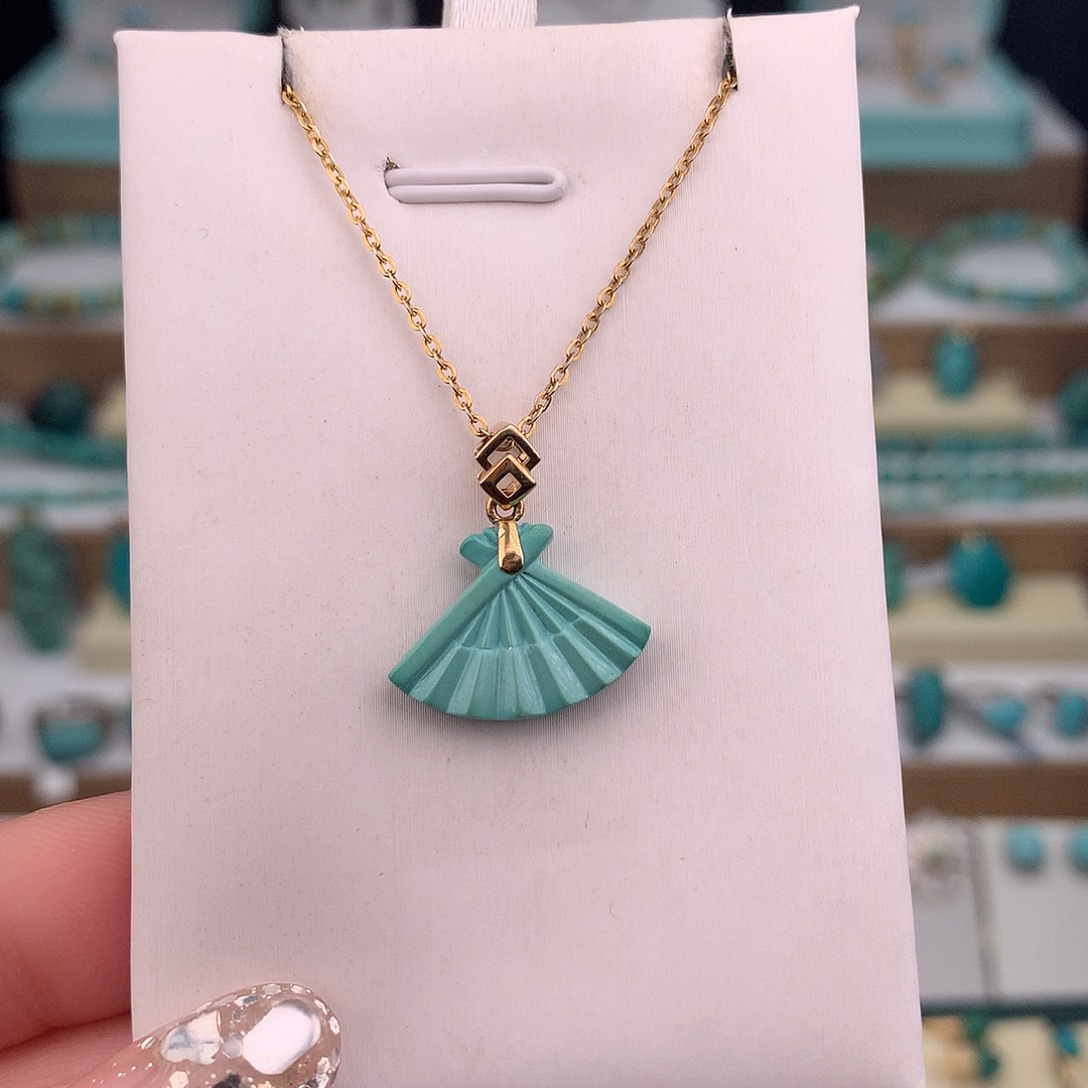 绿松石18K金镶嵌吊坠(不含链)